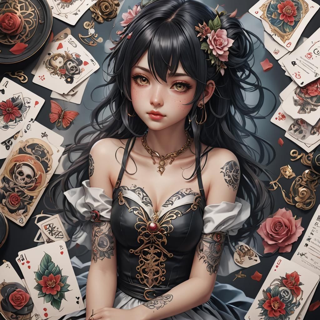 UM CARTAS DE UM ESTUDIO DE TATOO, COM UMA GAROTA BONITA SEND...