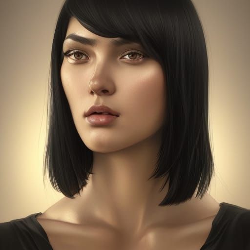 black-colored bob cut-haired woman wearing a swimsuit