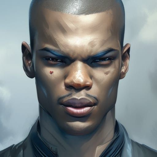 black badass masculine commander with a buzzcut - AI Generated Artwork ...