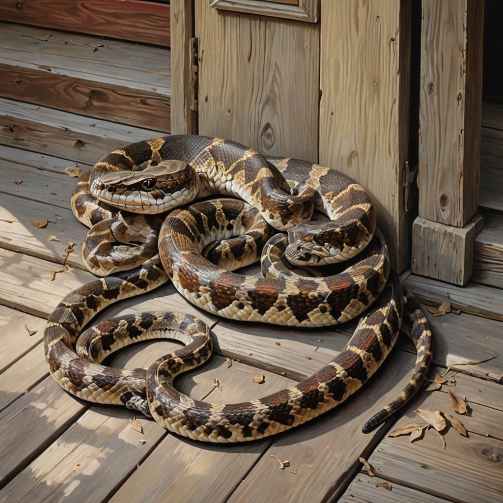 Oil painting on canvas of a rattlesnake