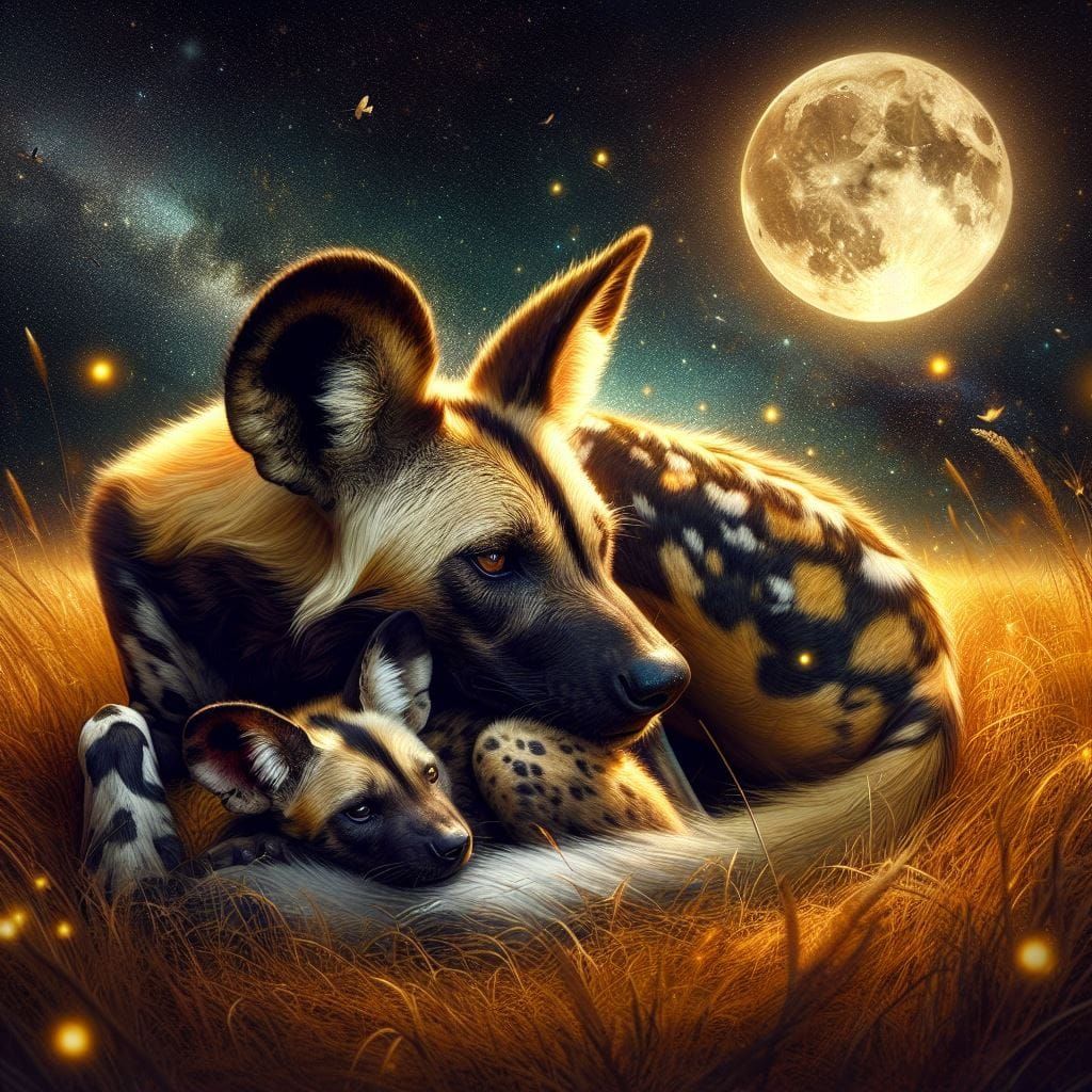 African Wild Dogs, exceptionally beautiful, exceptionally good parents.