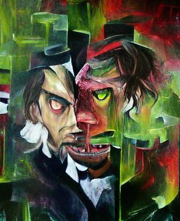 Abstract painting of Dr. Jekyll and Mr. Hyde