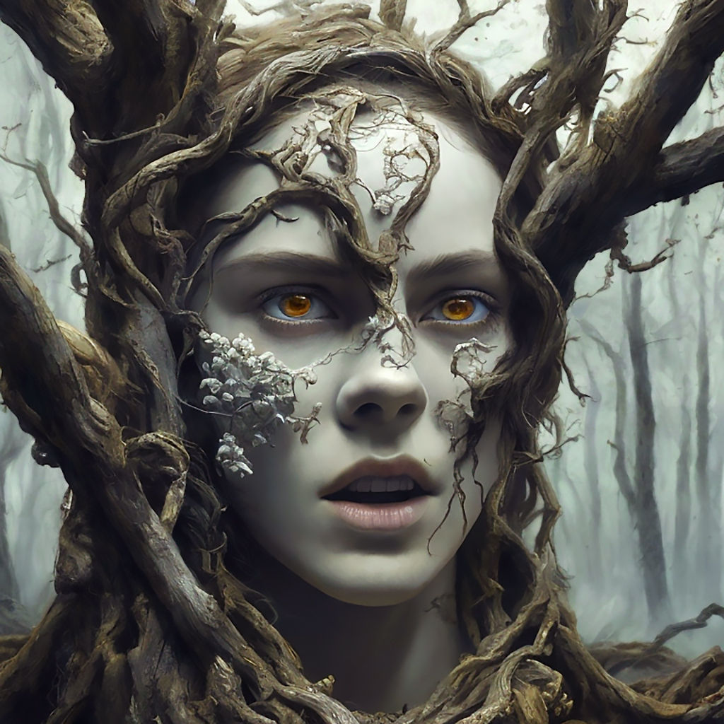 the white face of the tree