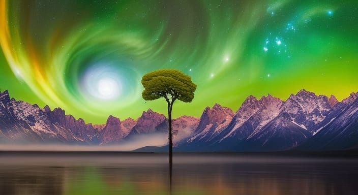 The tree of life, beautiful fantasy landscape, realistic and natural ...