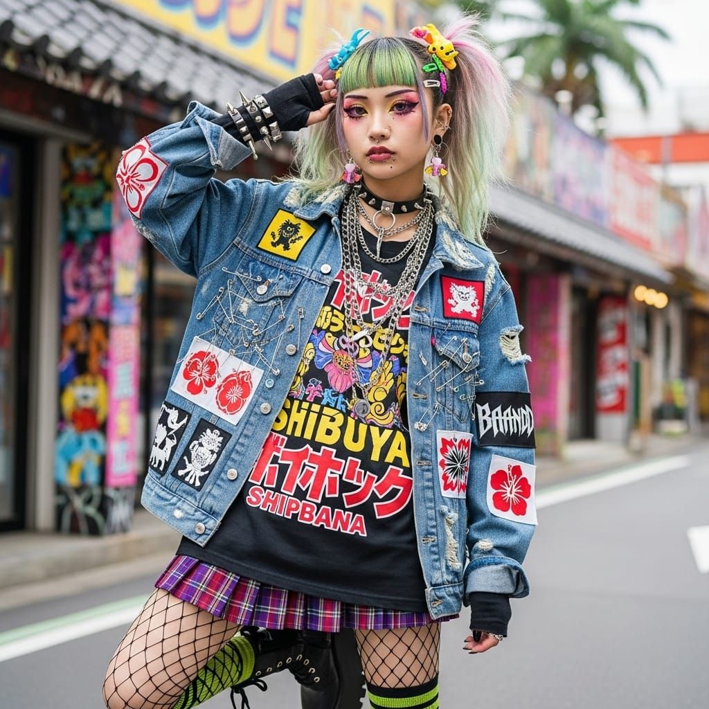 punk gyaru girl in Okinawa, Shibuya and Harajuku style
