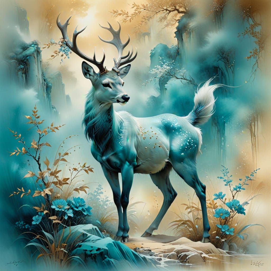 The Mystical Deer  by @Elena