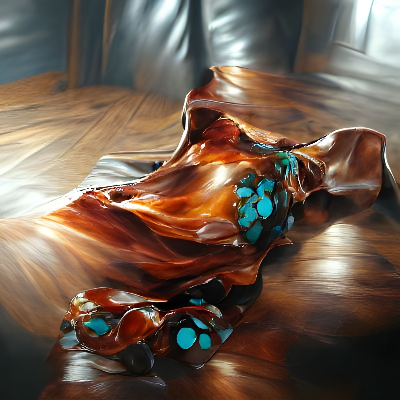 Dress rising up through the floorboards AI Generated Artwork
