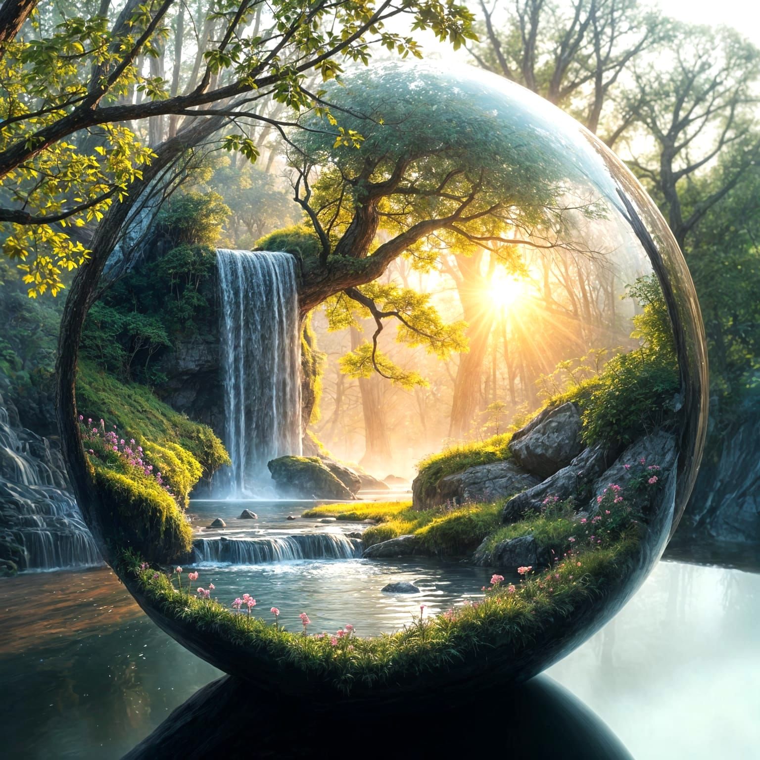 Waterfall Inside A Glass Globe  by @NewAgerJul