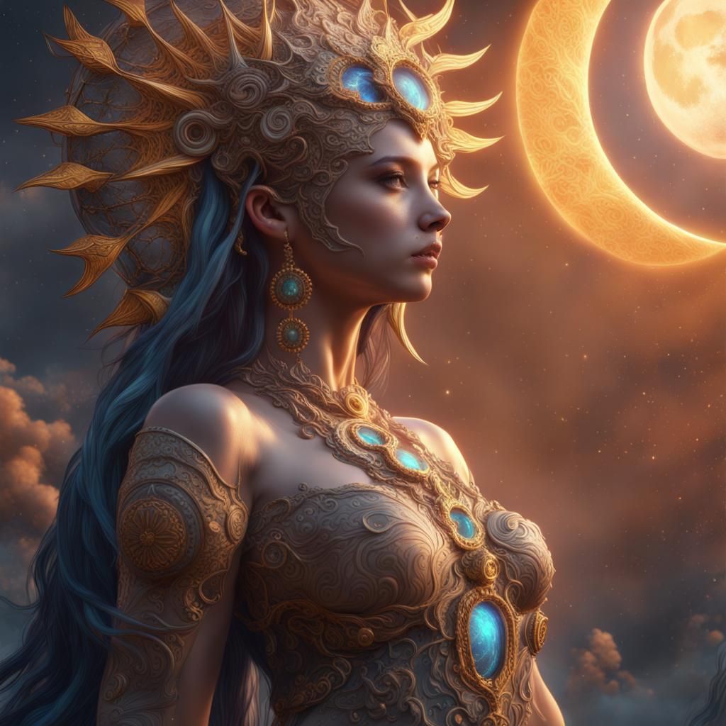 etheral sun and moon goddess