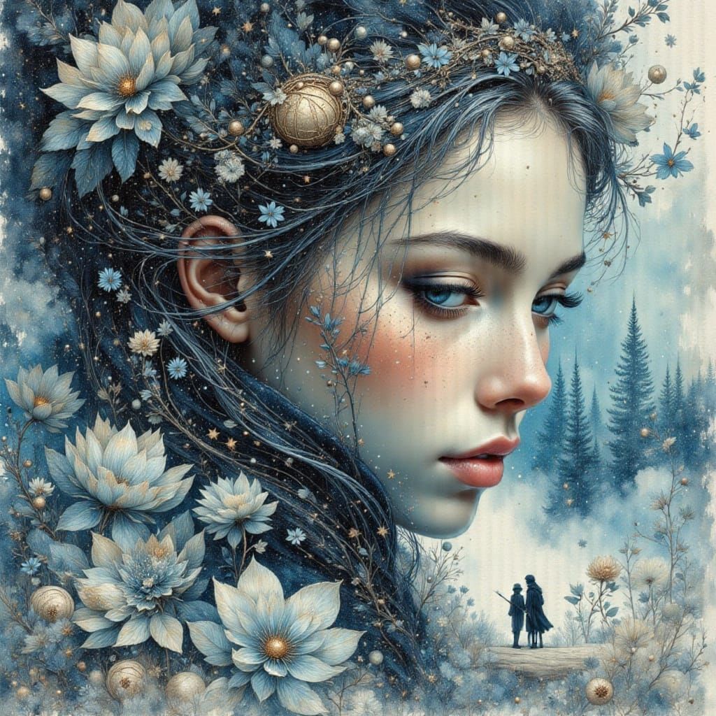 <lora:Glitter Fairy:1.0> <lora:mystic flux:1.0> <lora:Brushed Oils:1.0> <lora:Xx GORGEOUS xX:1.0> <lora:Soft Winter:1.0> <lora:Double Photor...