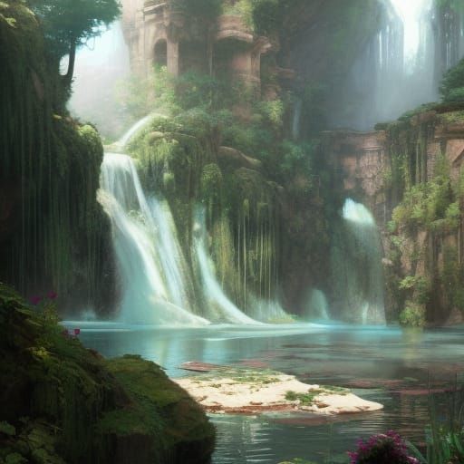 Wildflower garden over ancient ruins