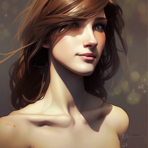 Smiling Brown haired girl head and shoulders portrait, 8k resolution ...