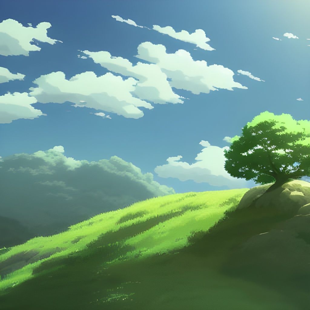 Lonely tree on a hill - AI Generated Artwork - NightCafe Creator