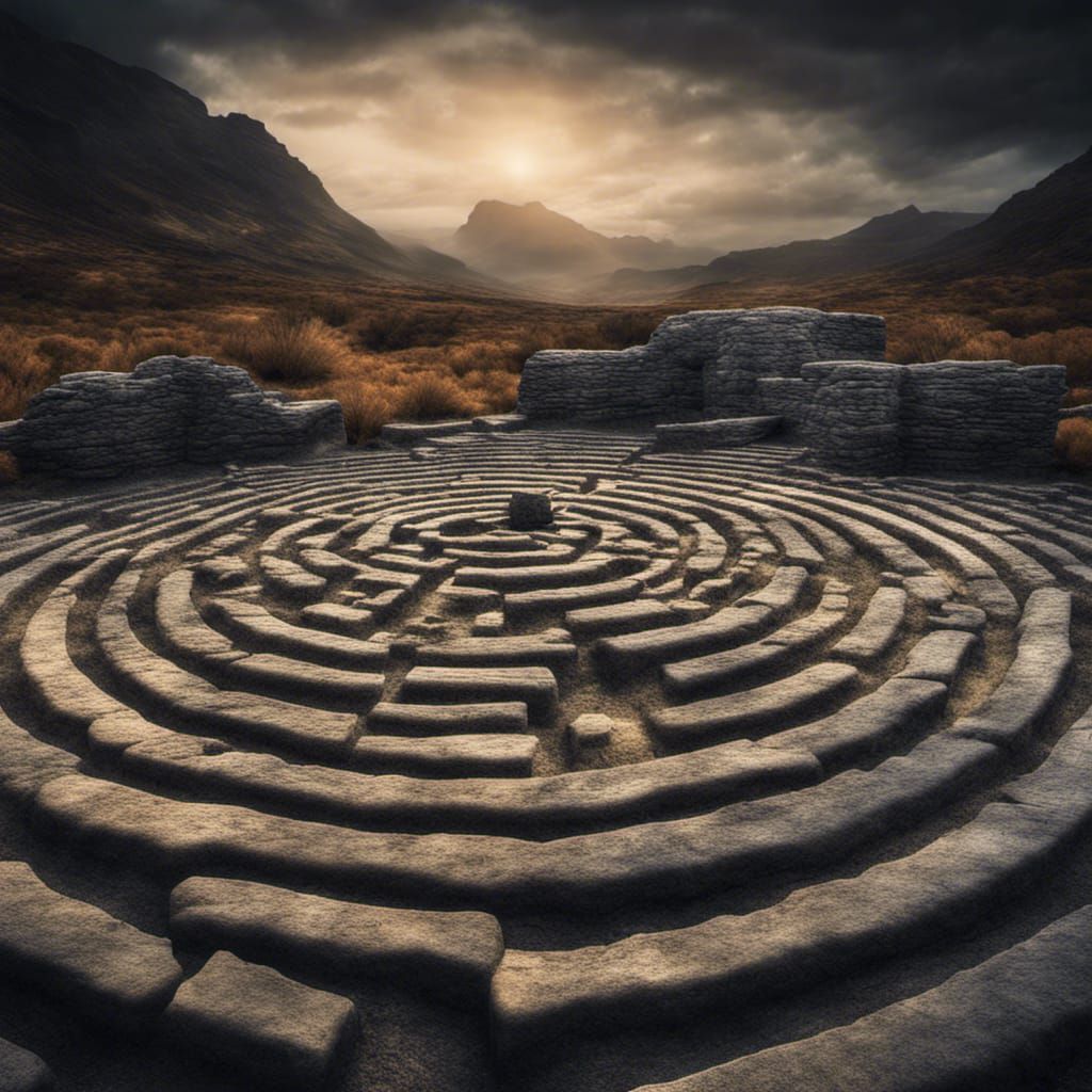 spectrum labyrinth, spectral, ghostly, landscape, stone, pho...