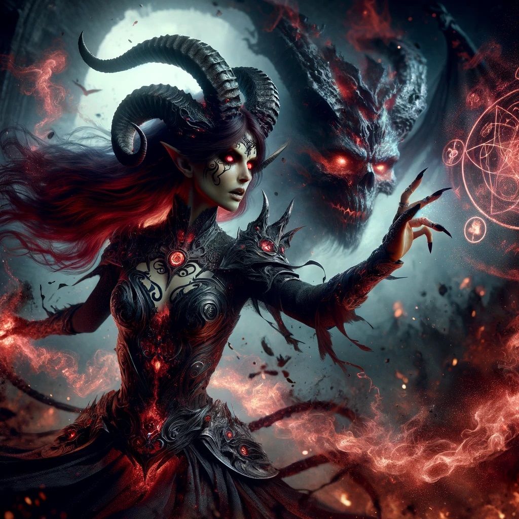 Dorvari, Tiefling Warlock - Worshipper of Garnekan