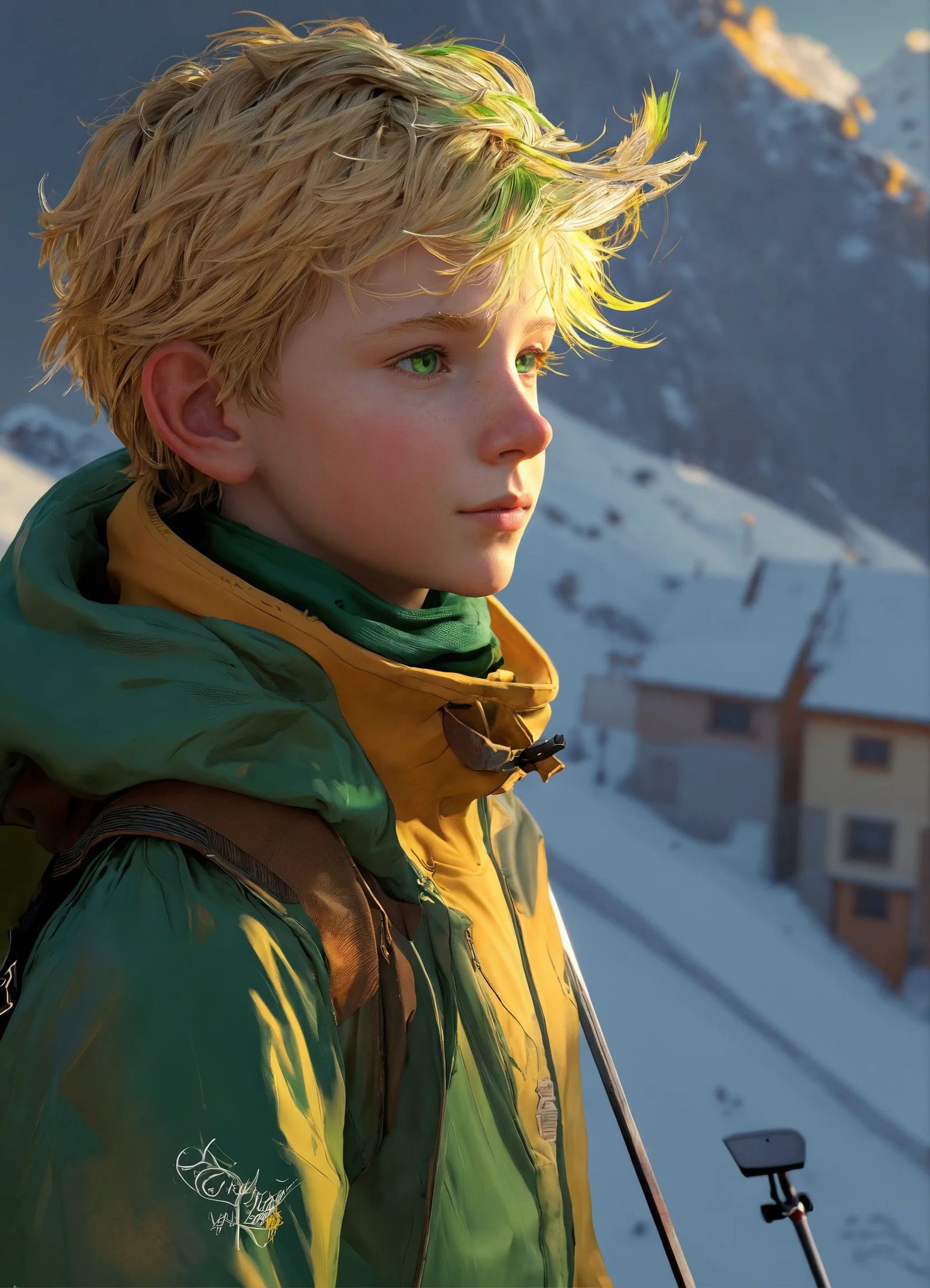 The little Prince skiing for the first time