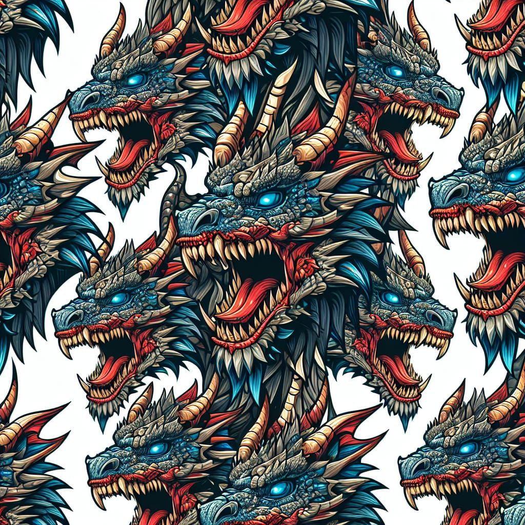 Duplicate the EXACT same dragon head image multiple times