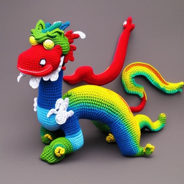 rainbow crochet chinese dragon