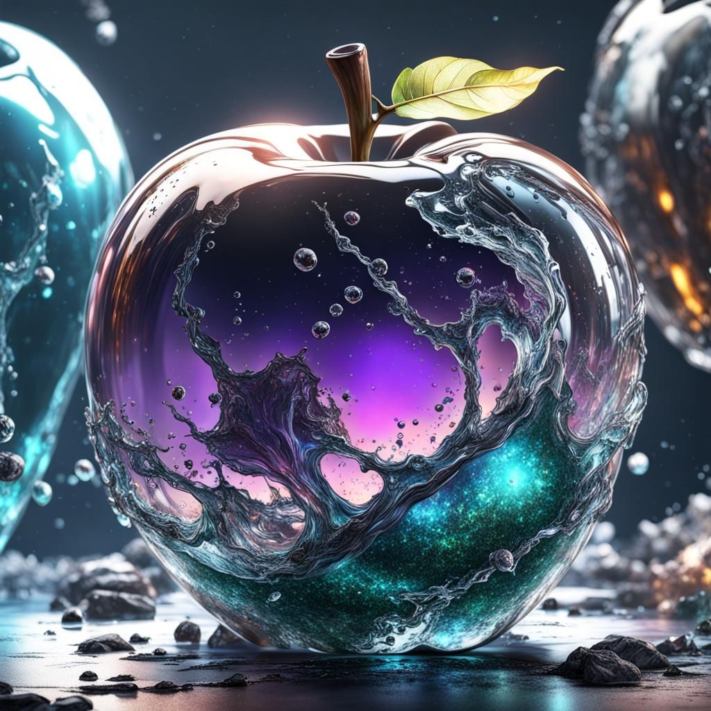 glass apple breaking
