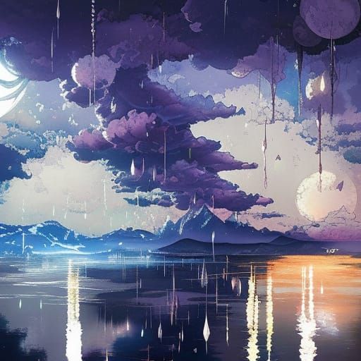 Moonlit rain clouds