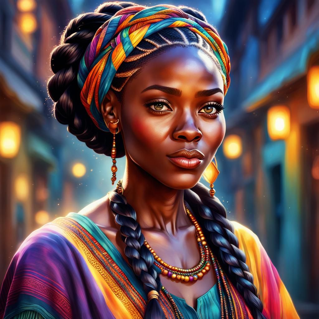 Colorful Black Woman - AI Generated Artwork - NightCafe Creator