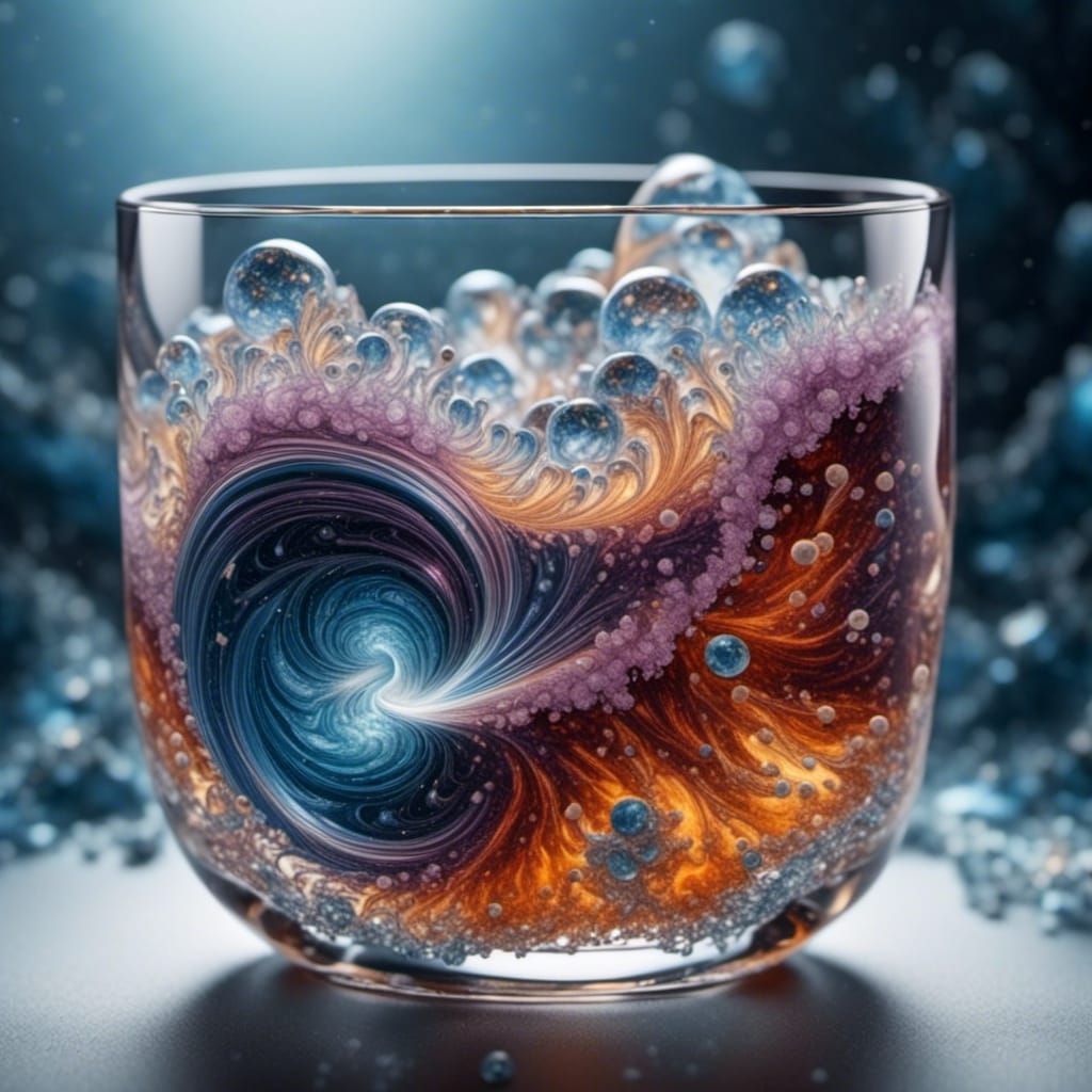 <lora:PanGalacticGB:1.0> Galaxy big bang universe inside an ice cube, in a glass of scotch, pan Galactic gargle blaster by sci-fi 