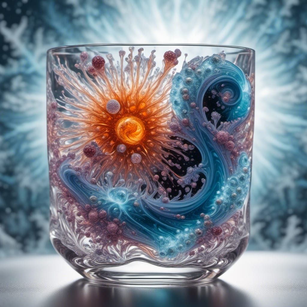 <lora:PanGalacticGB:1.0> Galaxy big bang universe inside an ice cube, in a glass of scotch, pan Galactic gargle blaster by sci-fi 