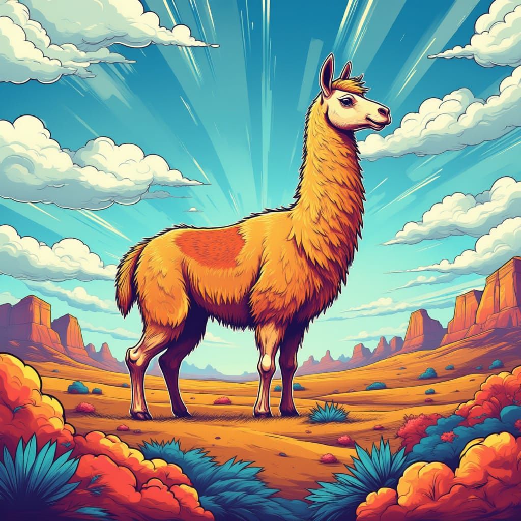 A llama, dynamic, colorful background <lora:Dynamic:1.0>