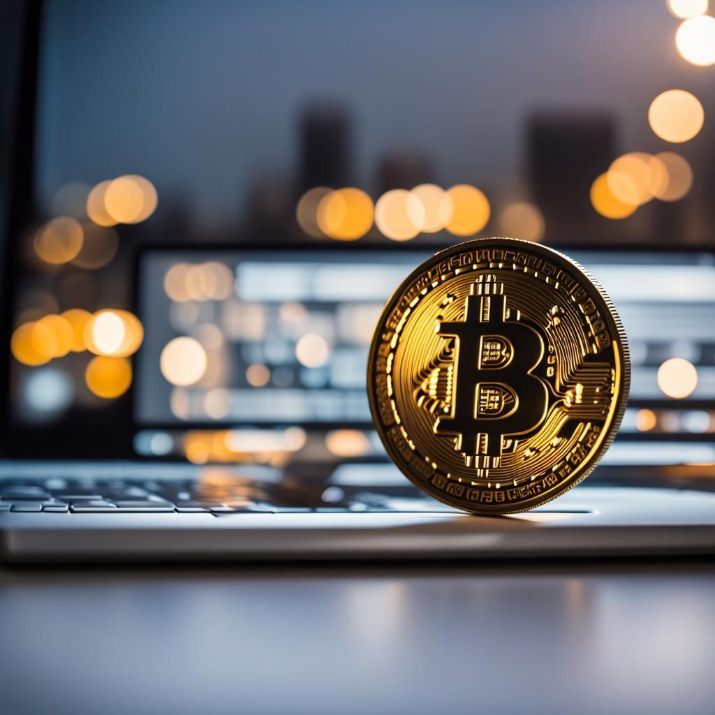 bitcoin on laptop screen
