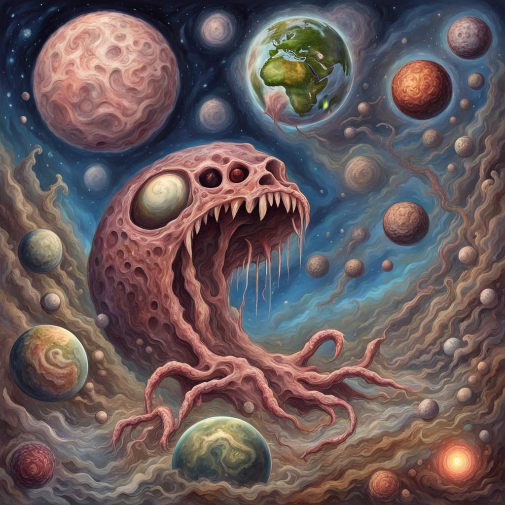 Amoeba devouring planet Earth