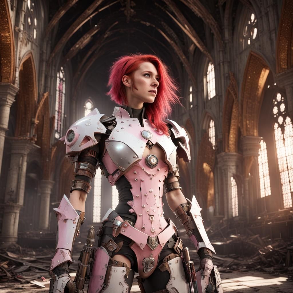 "A woman cyborg steampunk ready for war