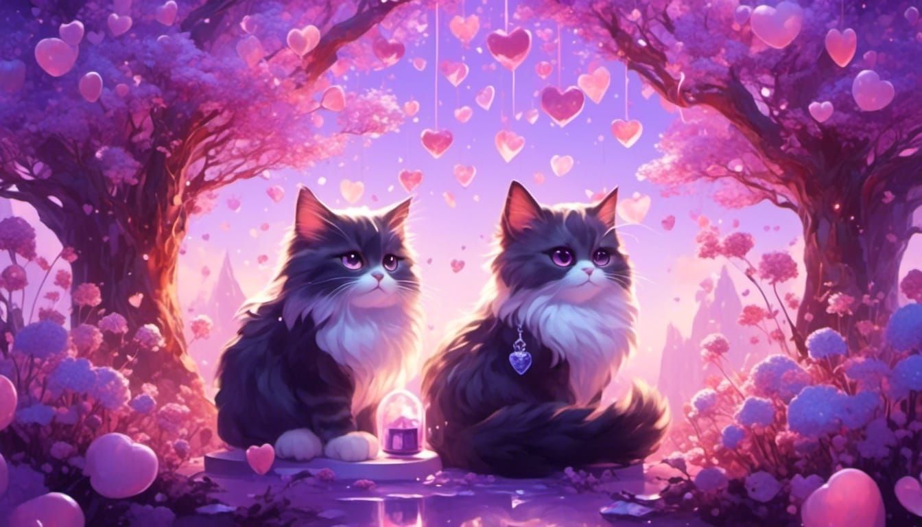 <lora:eye:1.0>  fluffy cats,chibi cat sitting on violet spri...