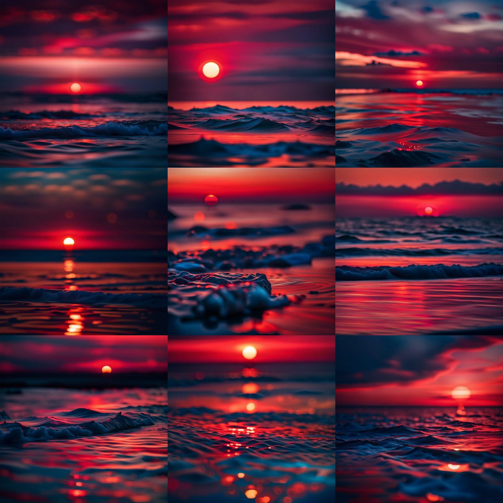 blue and red sunset over the ocean