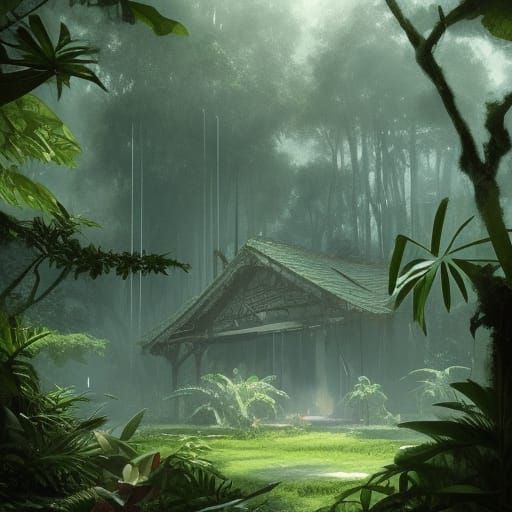 Pretty house in jungle forest