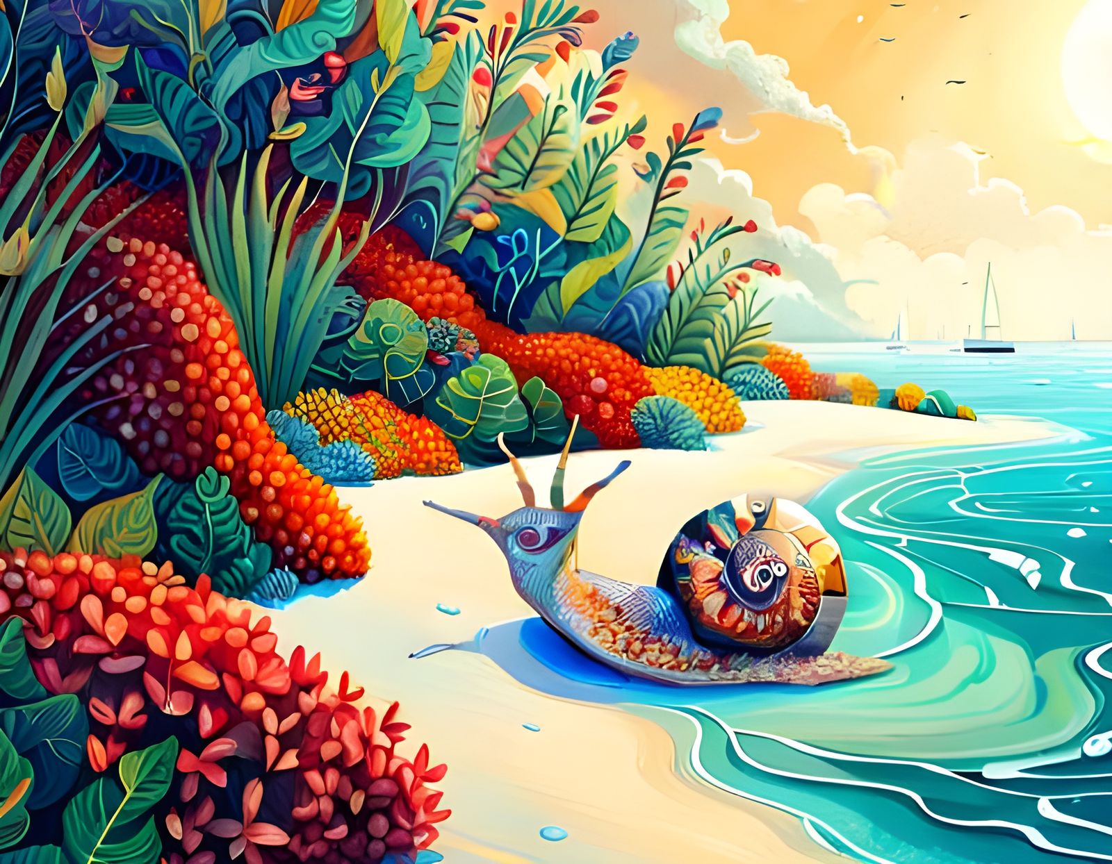 Tropi-Snail 🌴  by @Sharonjoy