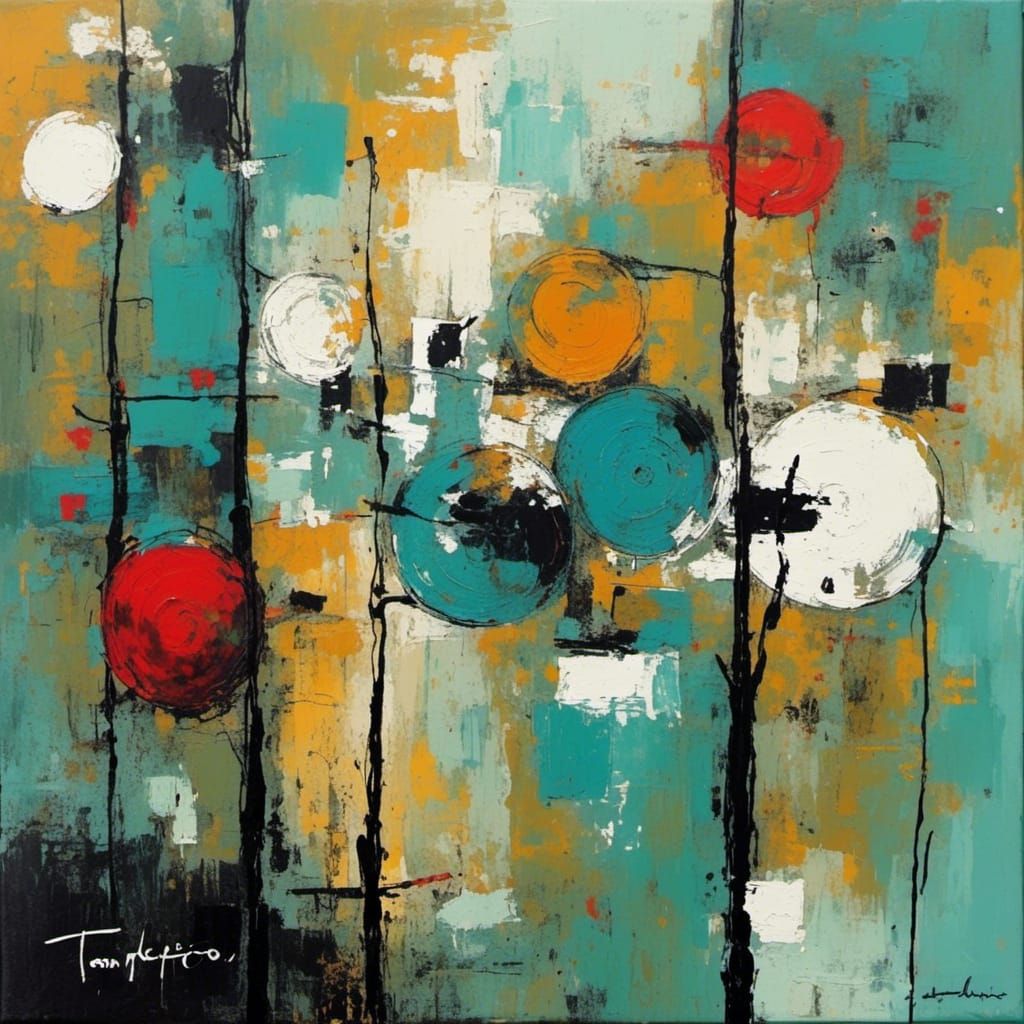 Original abstract art painting, Abstract art painting, Flat Tire Modern painting inspired by Tom Fedro <lora:Modern Abstract:1.0>