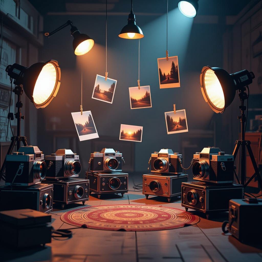Surreal Photography Studio with Floating Photos