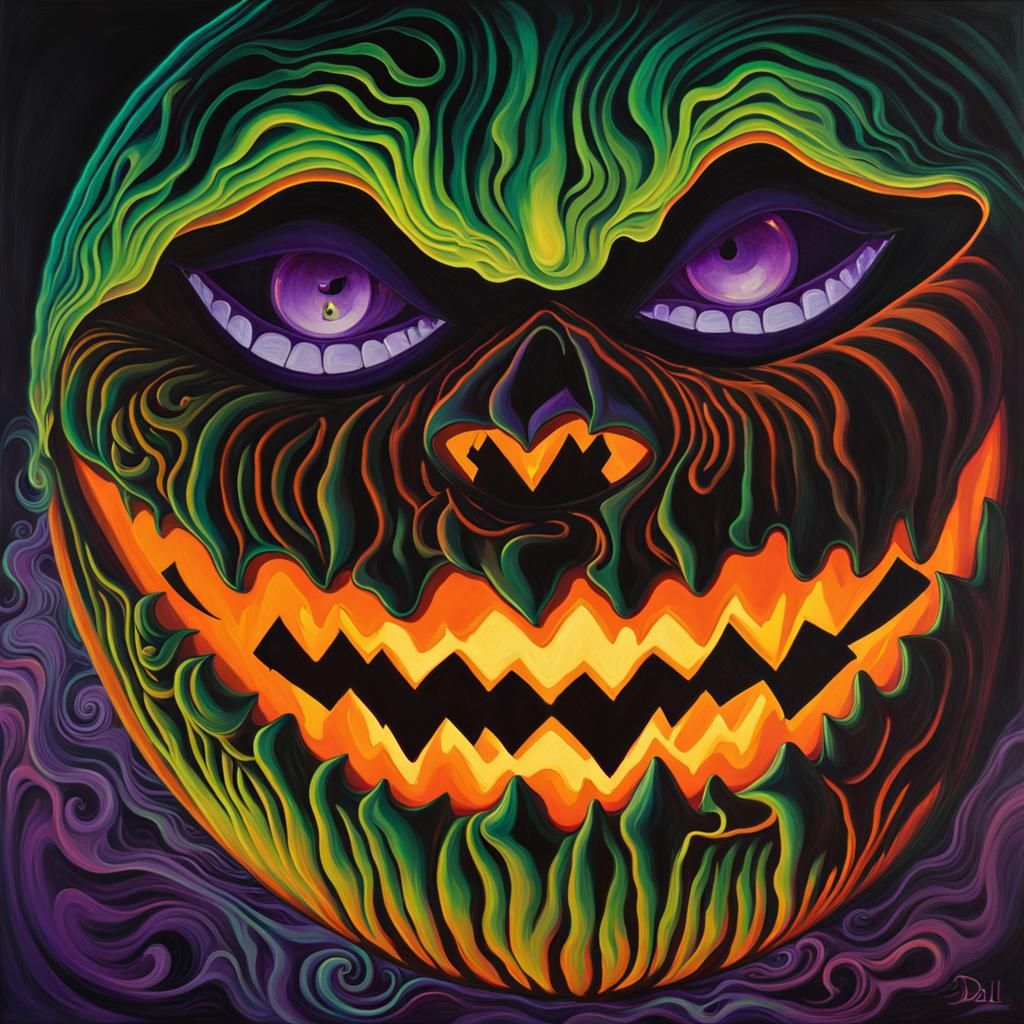 Text "Happy Halloween" green and purple ombre. Tonal colors ...