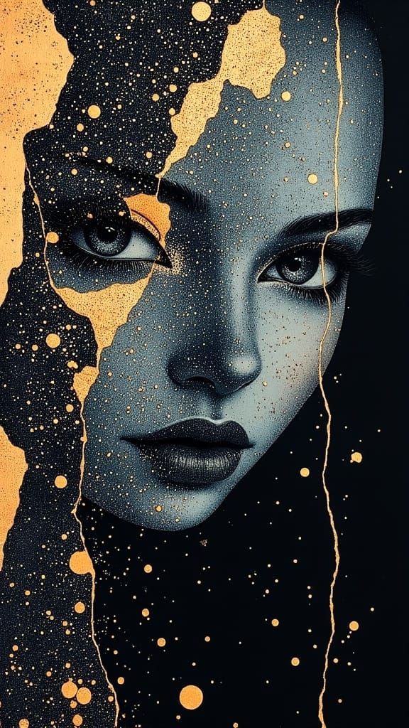 Surreal Female Form in Abstract Expressionist Style with Kin...