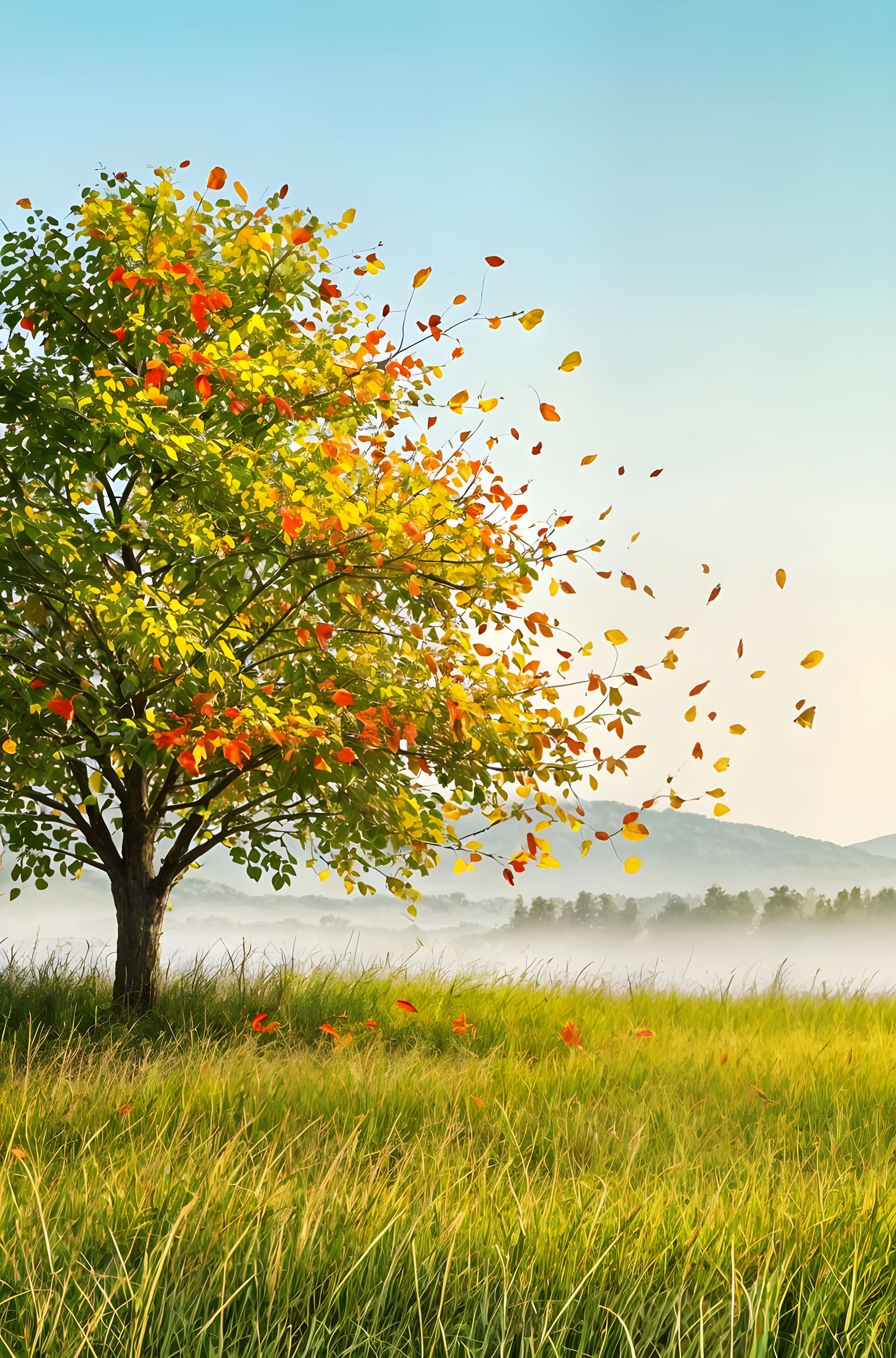 Early fall with cooler foggy evenings