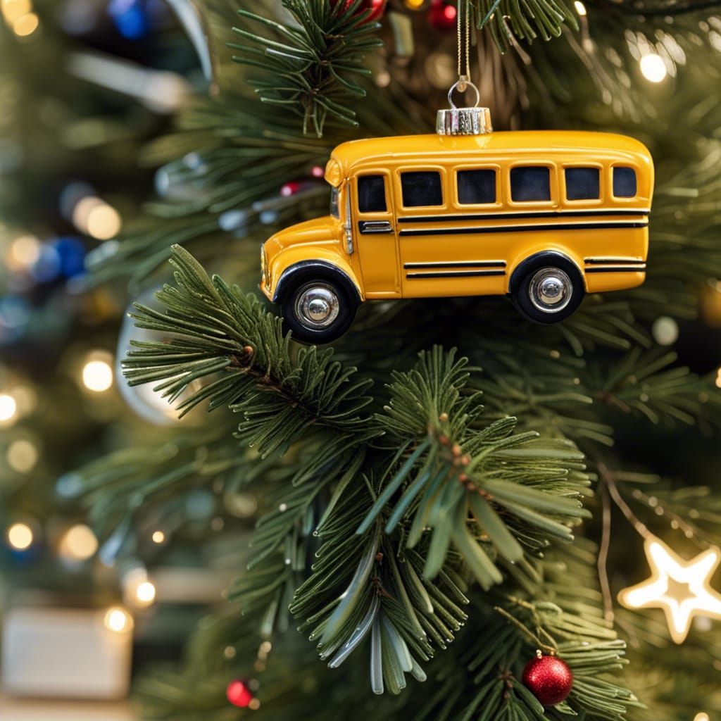 Bus Ornament on Festive Tree. AI Generated Artwork NightCafe Creator