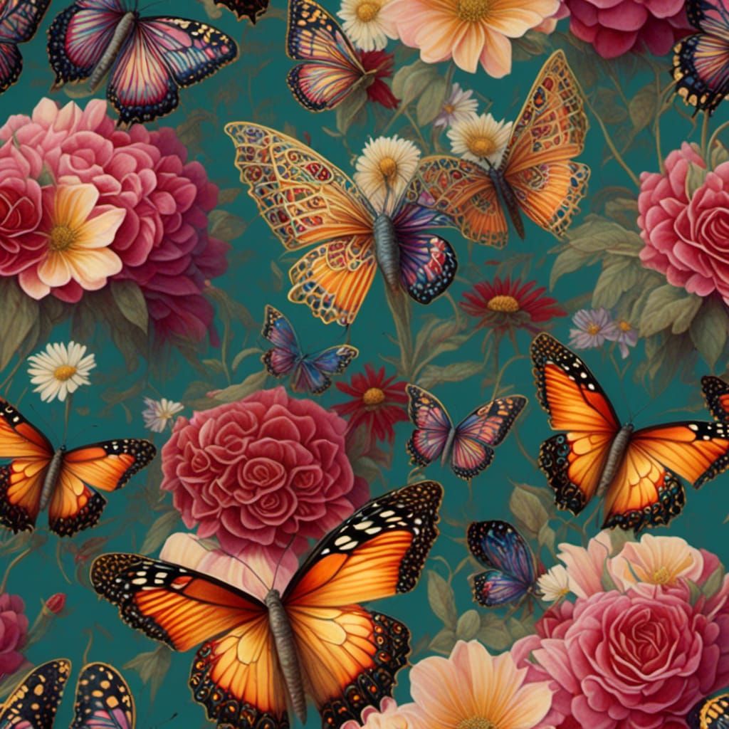 butterflies and flowers wallpaper
