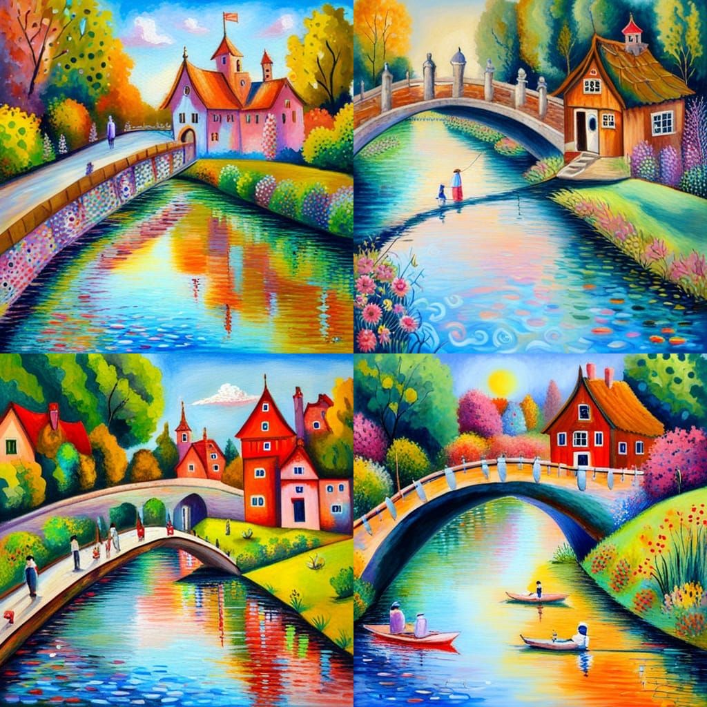 Gorgeous pastell patchwork fantastic bridge with a spinning ...