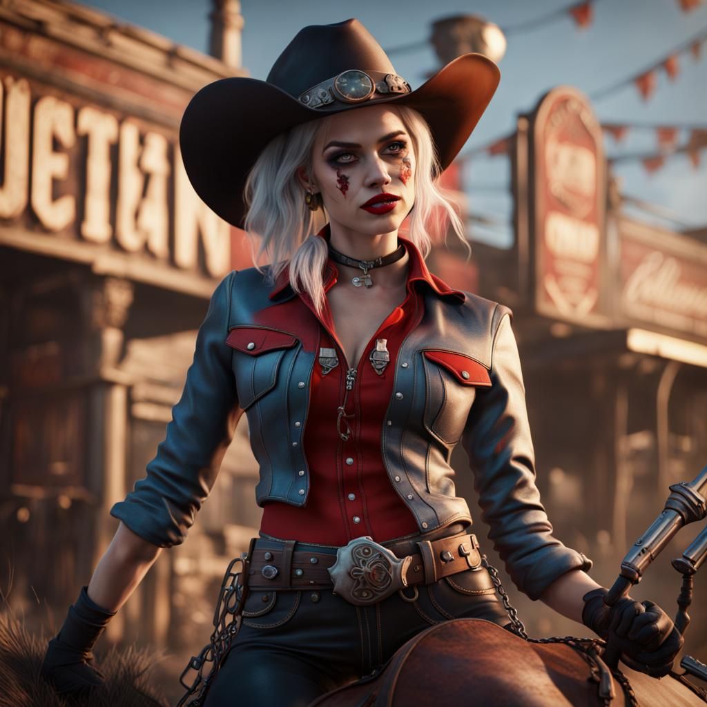 Cowgirl Harley Quinn - AI Generated Artwork - NightCafe Creator