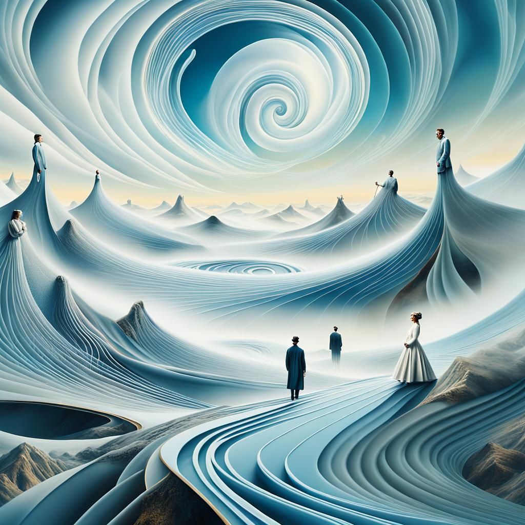 Dreamlike Surrealist Landscape with Designers in Digital Art