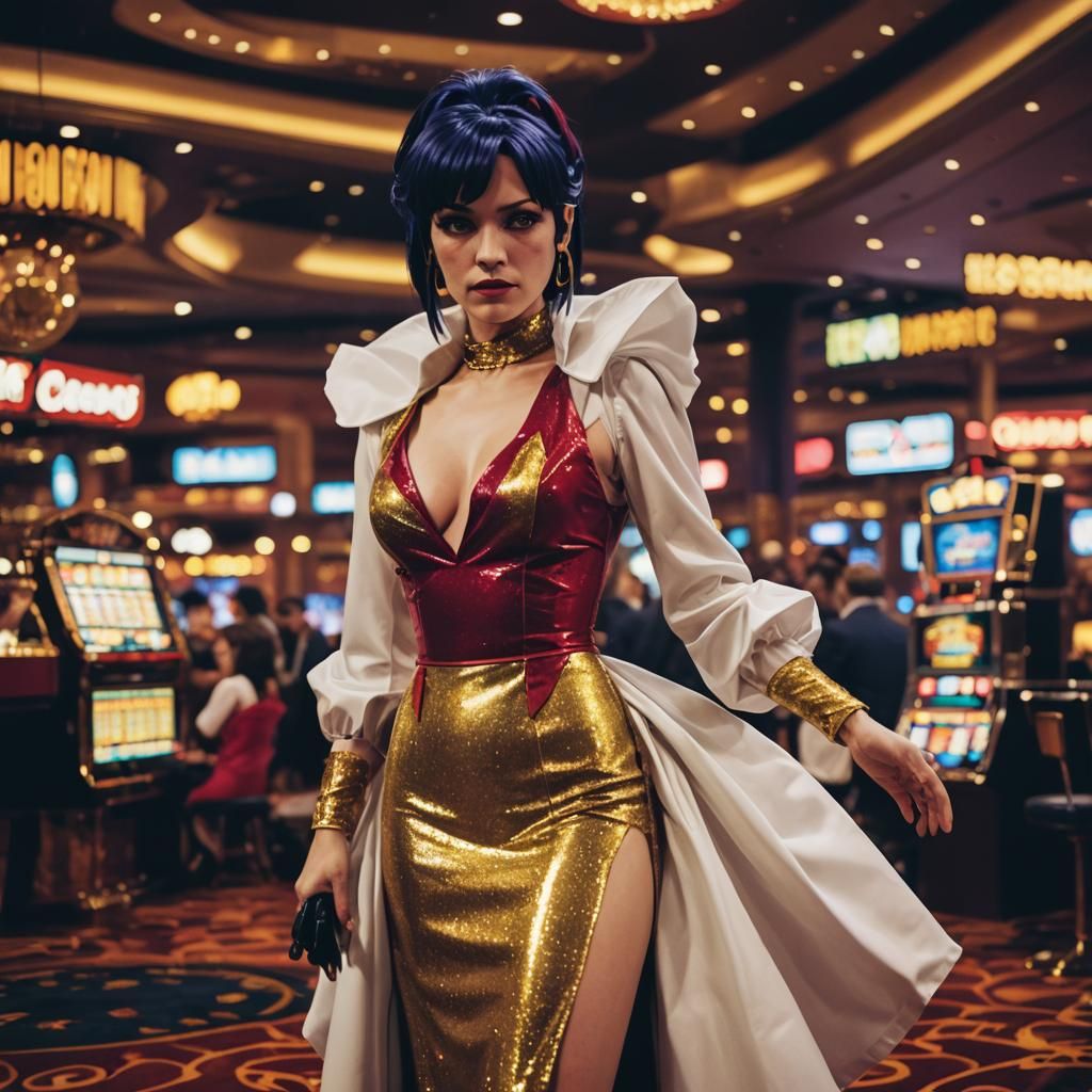 Faye valentine in a opera dress at a casino cowboy bebop - AI Generated  Artwork - NightCafe Creator