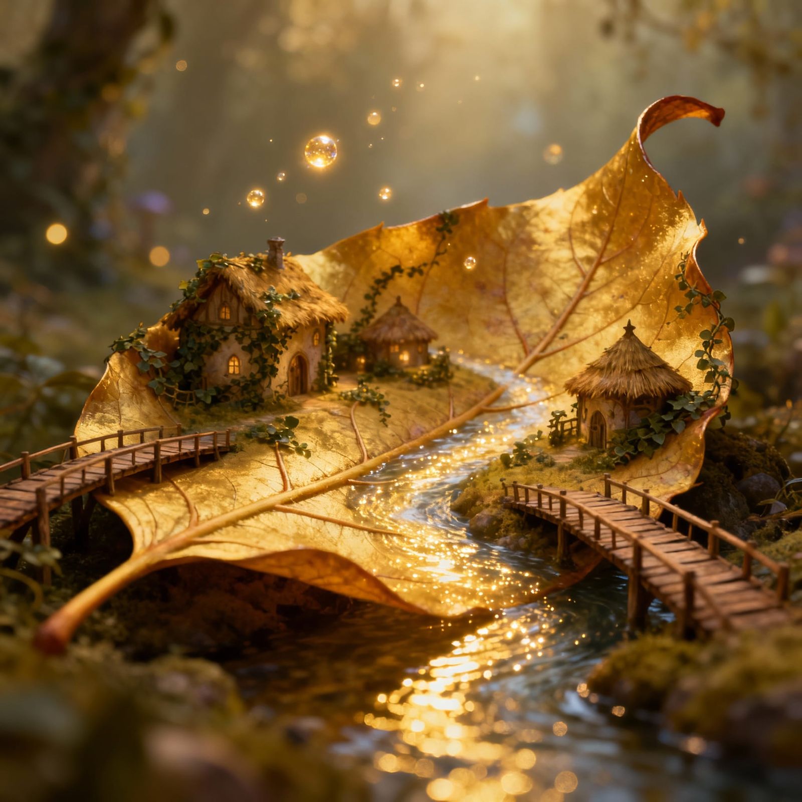 settlement on a curled golden leaf  by @Matt