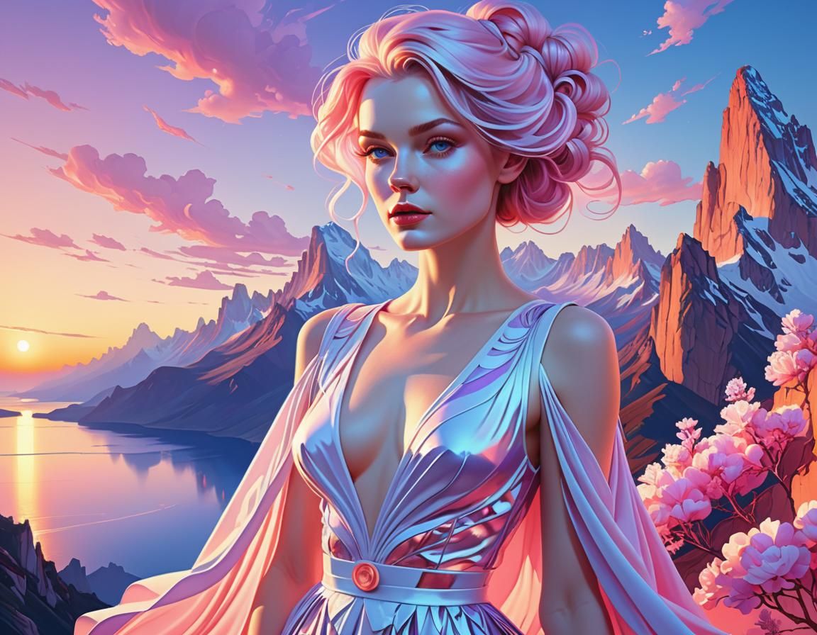 Romantic Sunset Portrait in Pastel Shades