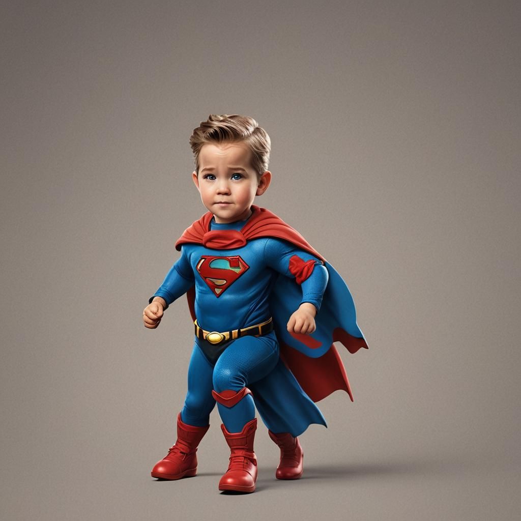 actor Ryan Reynolds, 6 years old, wearing a Superman outfit