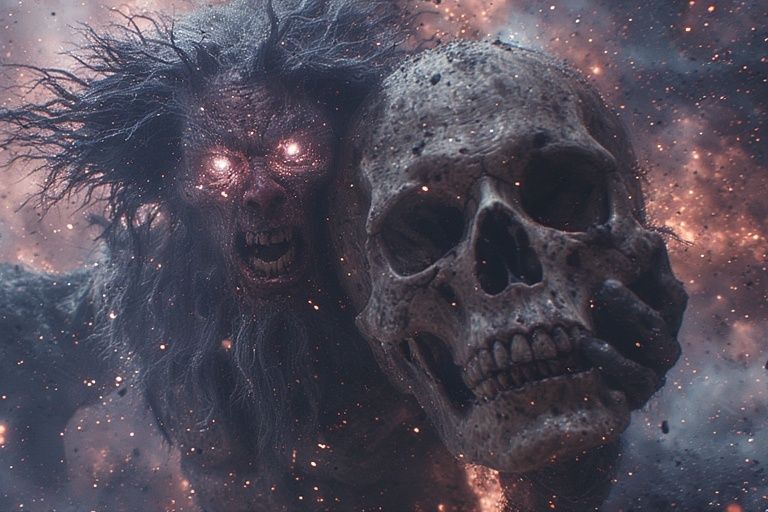 Terrifying vengeful furious seraphim looking right at you wi...